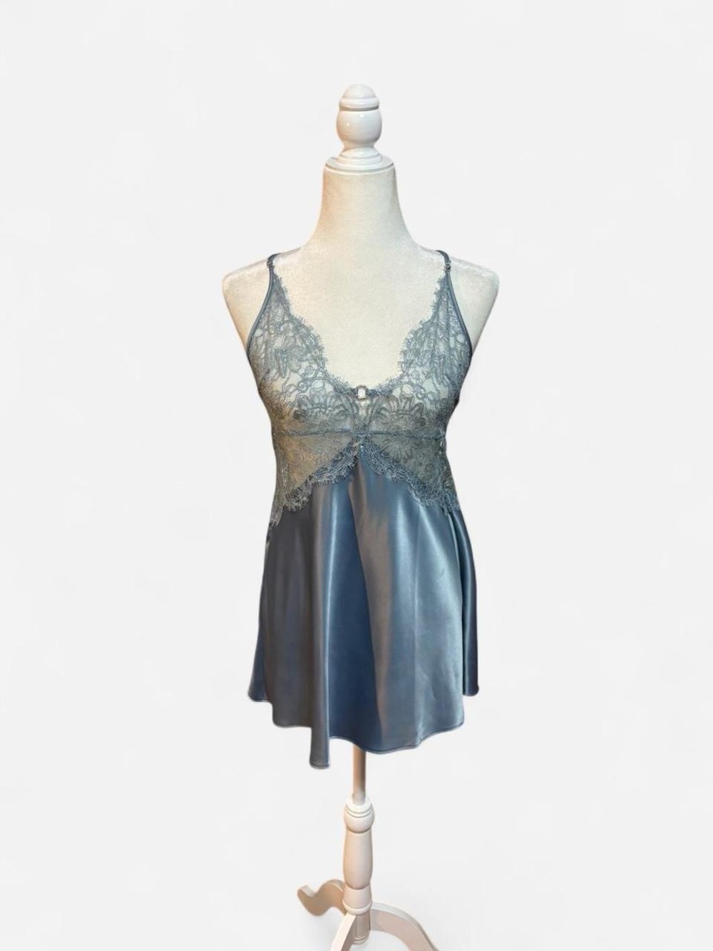 Victoria's Secret Satin & Lace Chemise in Slate Blue